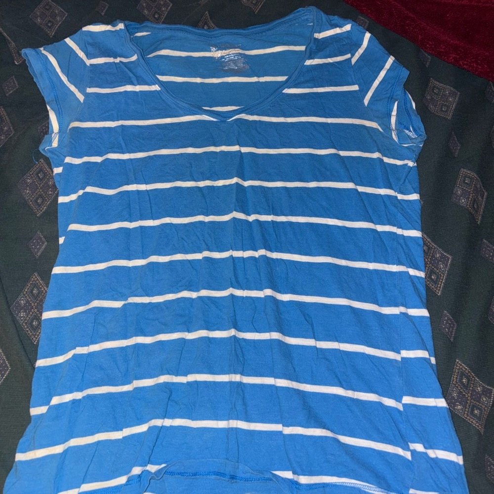 Wonder Nation Blue and White Striped Tee